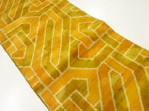 手織り紬幾何学模様織出し名古屋帯